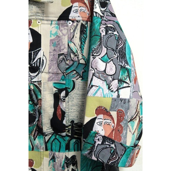Vintage Kaktus Women's Jacket Cotton Blend 3/4 Sleeves Picasso Art Buttons XL - Picture 5 of 8